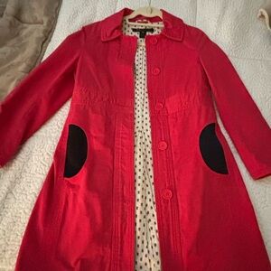 Marc Jacobs Red Trench Coat with Black Details